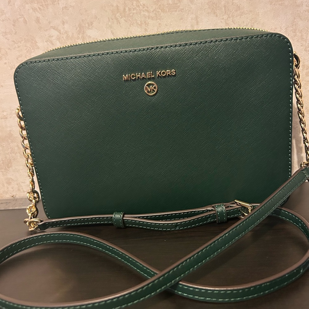 Michael Kors Green Crossbody Bag with Gold Hardware